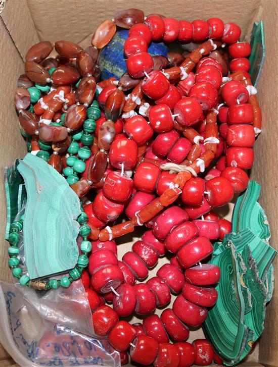 Coral beads, Lapis ball, beads etc